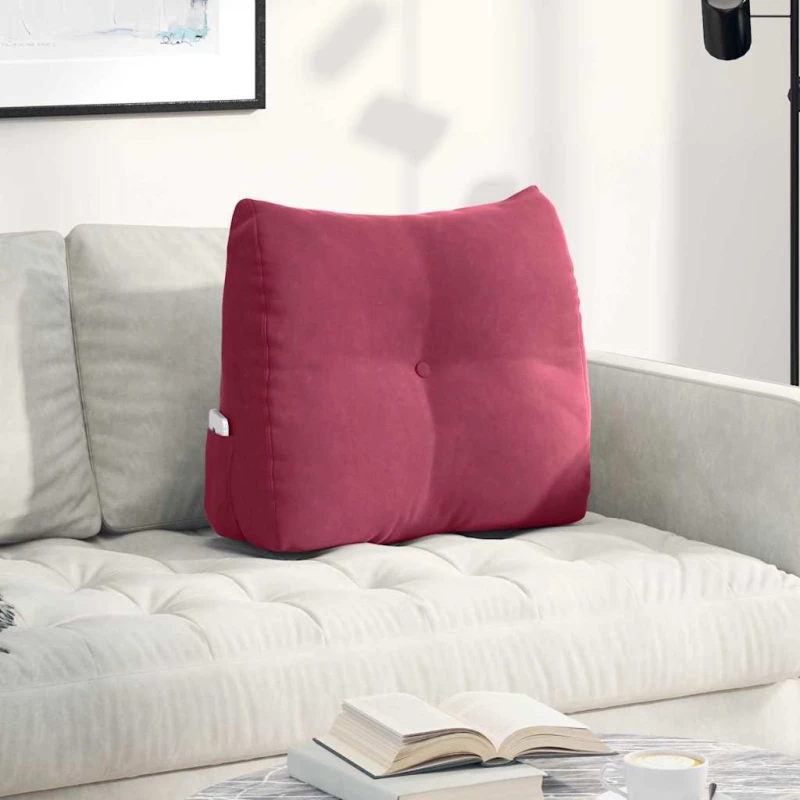 vidaXL Μαξιλάρι Πλάτης Κόκκινο 60 x 24 x 50 εκ Βελούδο