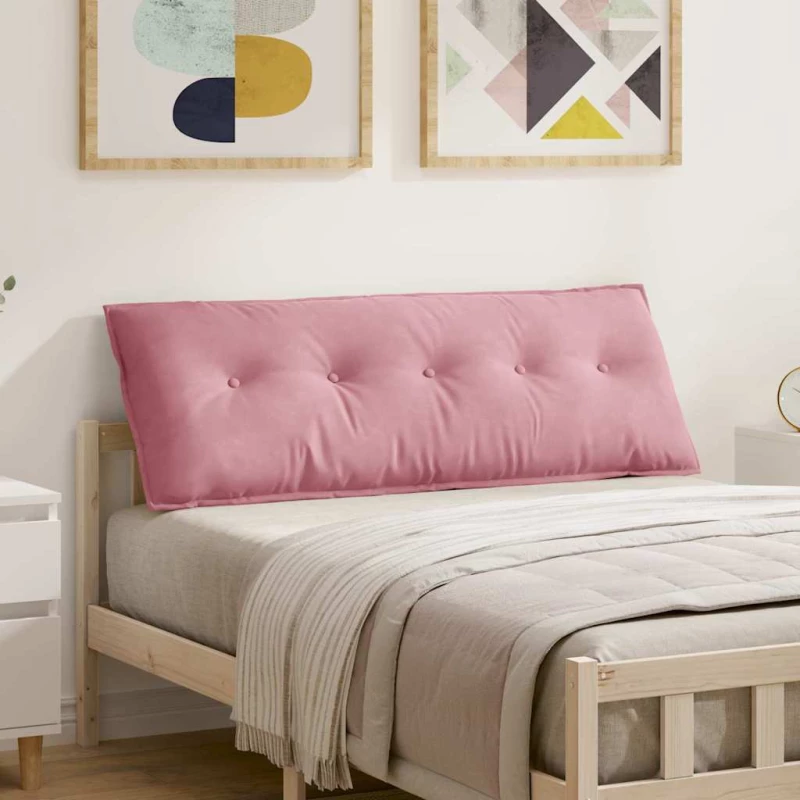 vidaXL Μαξιλάρι Πλάτης Ροζ 140 x 50 cm Υφασμάτινο Κορντουρά