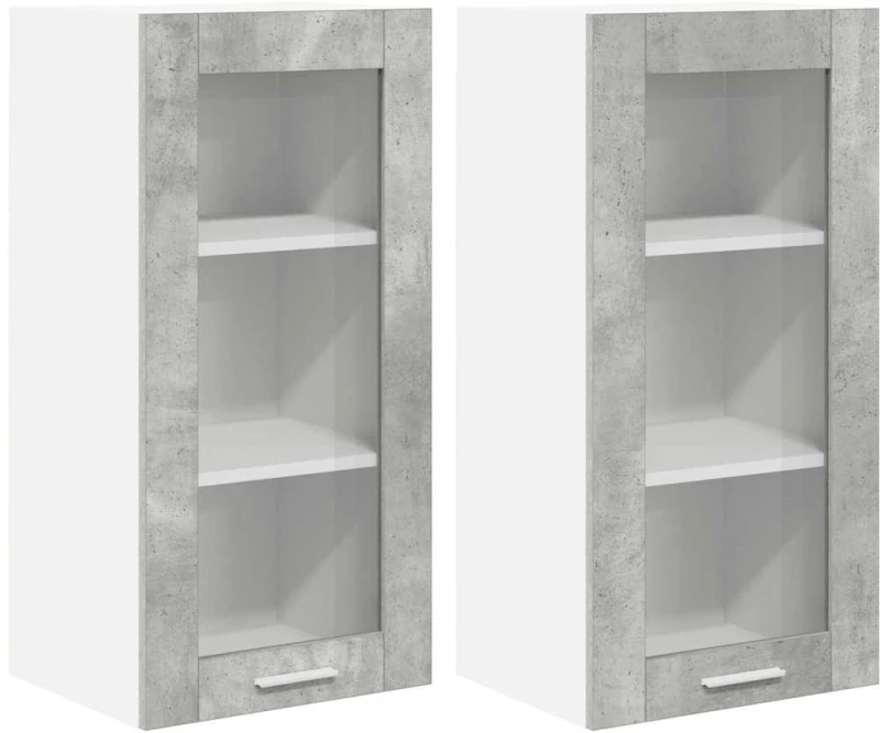 vidaXL Κρεμαστό ντουλάπι Riga 2 pcs Σκυρόδεμα Γκρι 40 x 31 x 80 εκ.