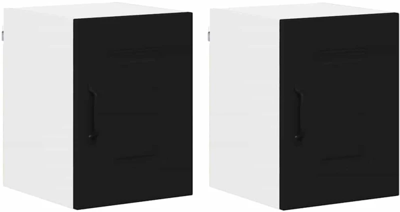 vidaXL Κρεμαστό ντουλάπι κουζίνας με ράφι 2 pcs Μαύρο 30 x 31 x 40 εκ.