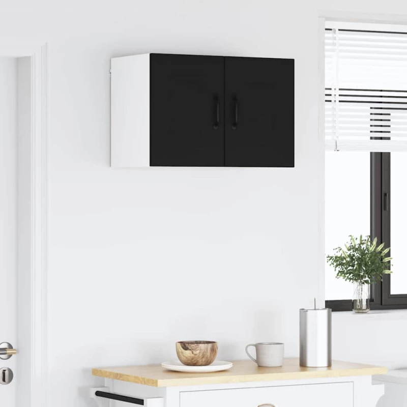 vidaXL Κρεμαστό ντουλάπι κουζίνας με ράφι 2 pcs Μαύρο 30 x 31 x 40 εκ.