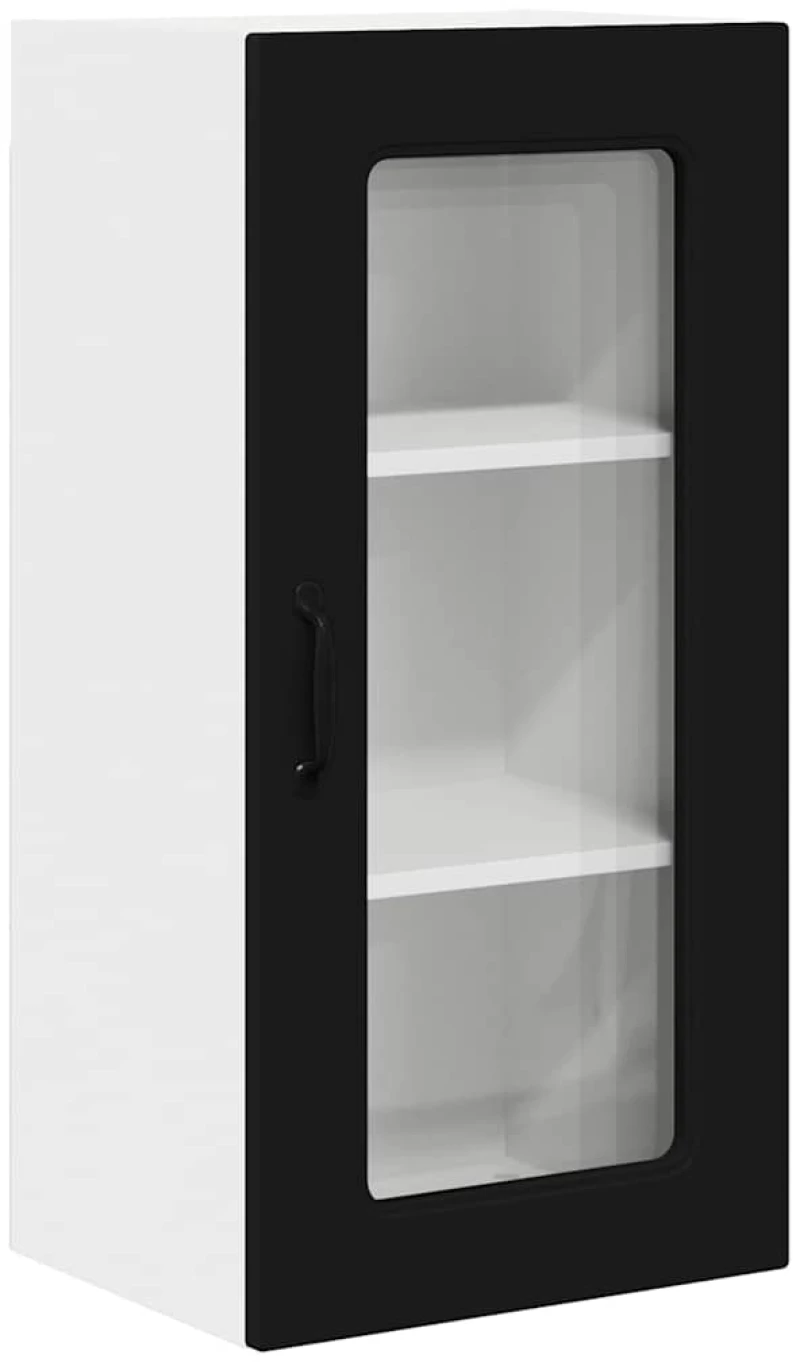 vidaXL Κρεμαστό ντουλάπι κουζίνας με ράφι 2 pcs Μαύρο 40 x 31 x 80 εκ.