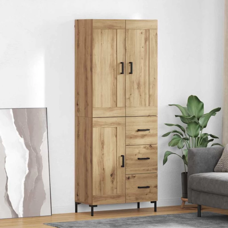 vidaXL Highboard με συρτάρι 2 pcs Artisan Oak Επεξεργασμένο ξύλο
