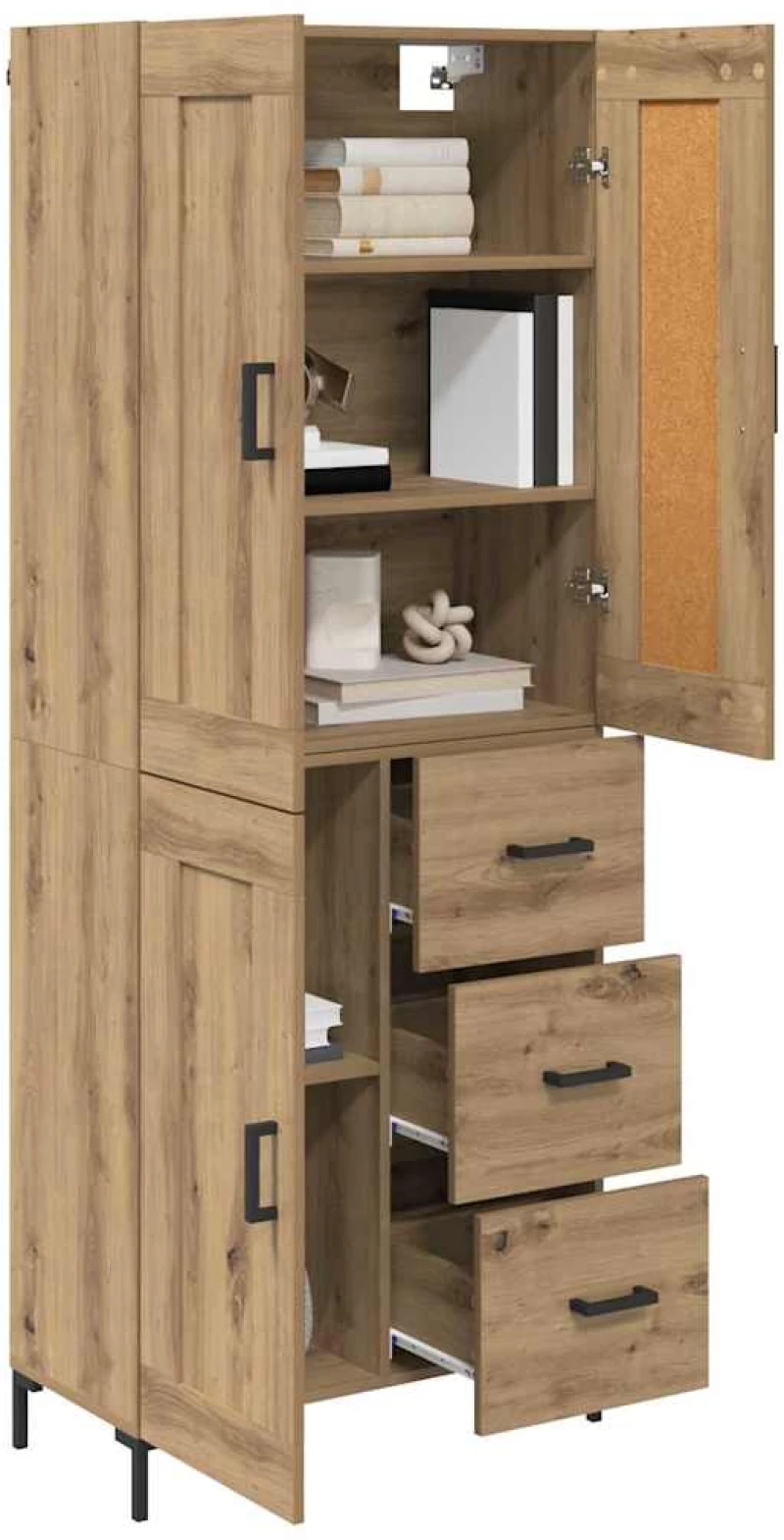 vidaXL Highboard με συρτάρι 2 pcs Artisan Oak Επεξεργασμένο ξύλο