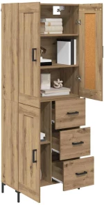 vidaXL Highboard με συρτάρι 2 pcs Artisan Oak Επεξεργασμένο ξύλο