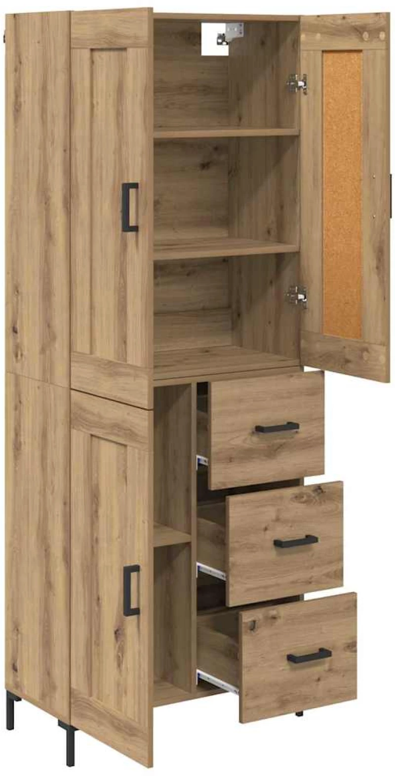 vidaXL Highboard με συρτάρι 2 pcs Artisan Oak Επεξεργασμένο ξύλο