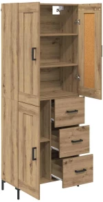 vidaXL Highboard με συρτάρι 2 pcs Artisan Oak Επεξεργασμένο ξύλο