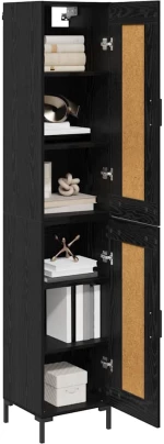 vidaXL Highboard Μαύρη Οξυά 34,5 x 34 x 180 εκ. Επεξεργασμένο ξύλο