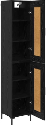 vidaXL Highboard Μαύρη Οξυά 34,5 x 34 x 180 εκ. Επεξεργασμένο ξύλο