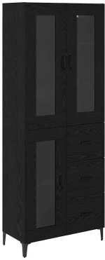 vidaXL Highboard Μαύρη Οξυά 69,5 x 34 x 180 εκ. Επεξεργασμένο ξύλο