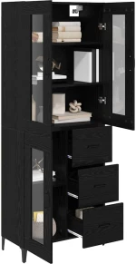 vidaXL Highboard Μαύρη Οξυά 69,5 x 34 x 180 εκ. Επεξεργασμένο ξύλο