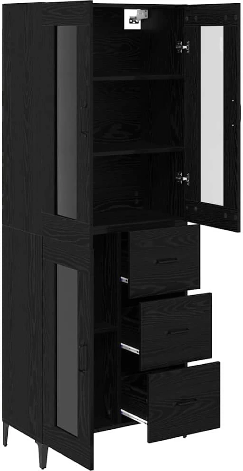 vidaXL Highboard Μαύρη Οξυά 69,5 x 34 x 180 εκ. Επεξεργασμένο ξύλο