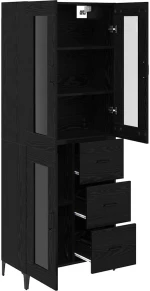 vidaXL Highboard Μαύρη Οξυά 69,5 x 34 x 180 εκ. Επεξεργασμένο ξύλο