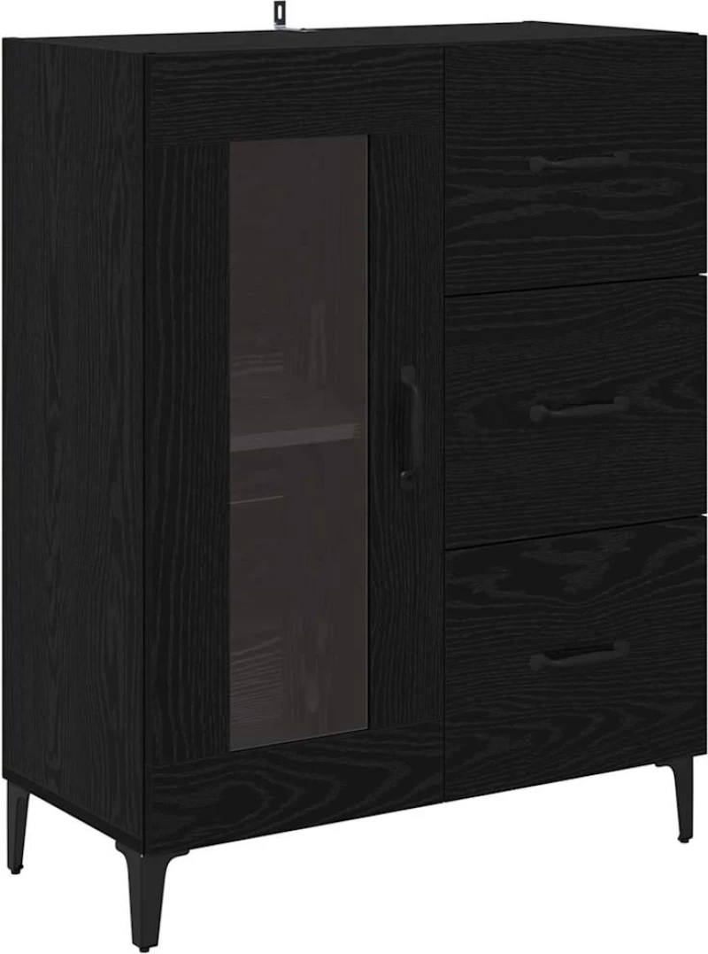 vidaXL Highboard Μαύρη Οξυά 69,5 x 34 x 180 εκ. Επεξεργασμένο ξύλο