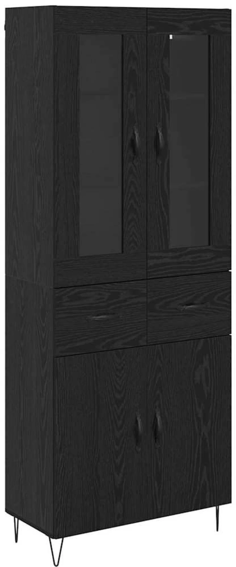 vidaXL Highboard Μαύρη Οξυά 69,5 x 34 x 180 εκ. Επεξεργασμένο ξύλο
