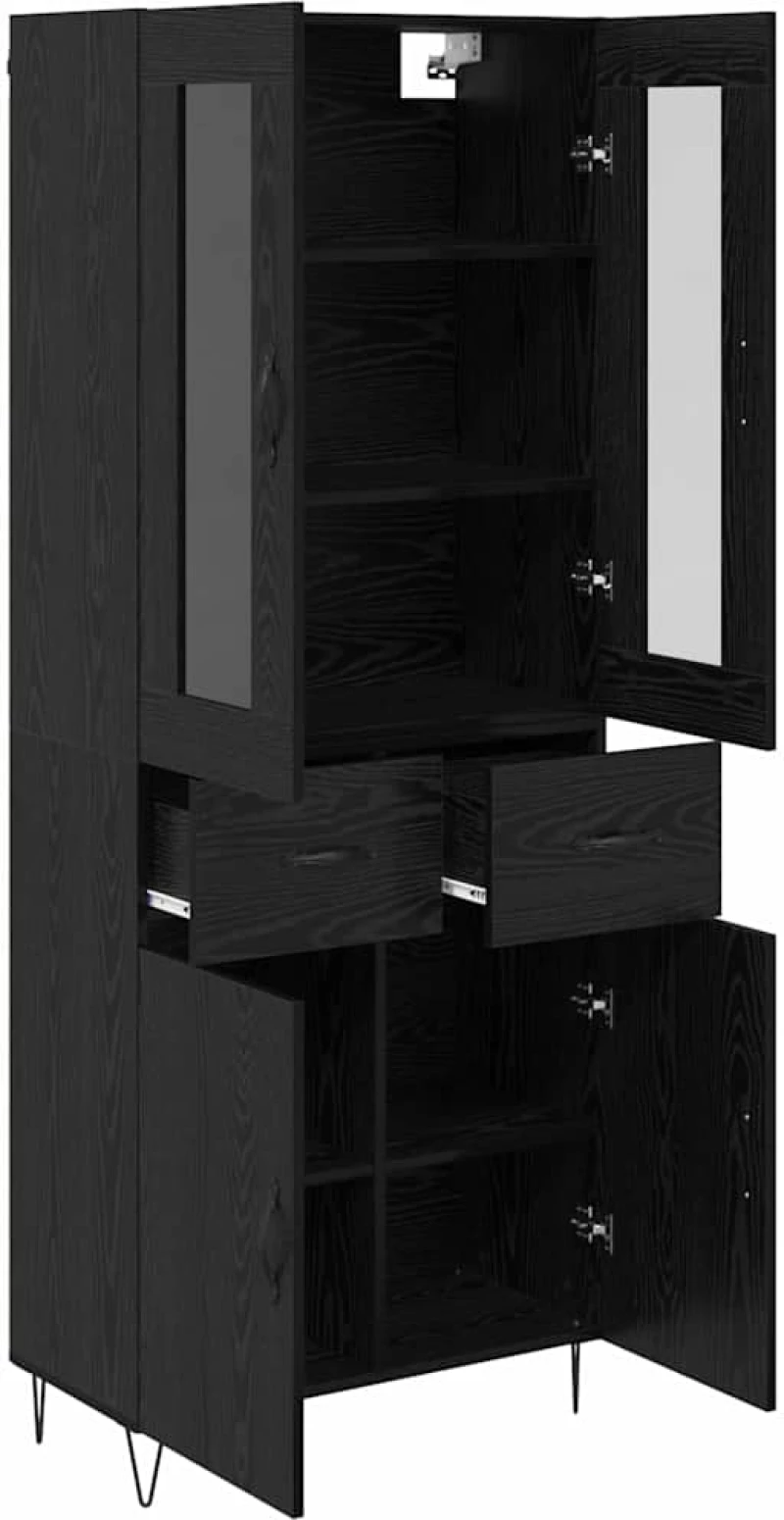 vidaXL Highboard Μαύρη Οξυά 69,5 x 34 x 180 εκ. Επεξεργασμένο ξύλο