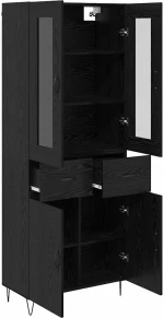 vidaXL Highboard Μαύρη Οξυά 69,5 x 34 x 180 εκ. Επεξεργασμένο ξύλο