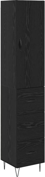 vidaXL Highboard Μαύρη Οξυά 69,5 x 34 x 180 εκ. Επεξεργασμένο ξύλο