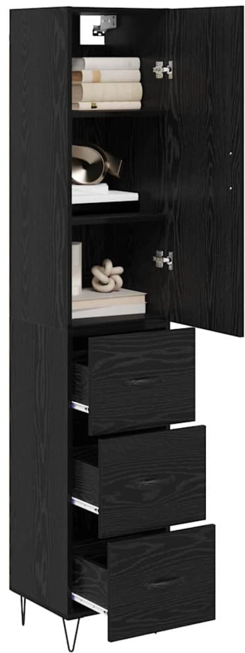 vidaXL Highboard Μαύρη Οξυά 69,5 x 34 x 180 εκ. Επεξεργασμένο ξύλο