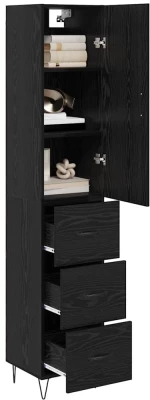 vidaXL Highboard Μαύρη Οξυά 69,5 x 34 x 180 εκ. Επεξεργασμένο ξύλο