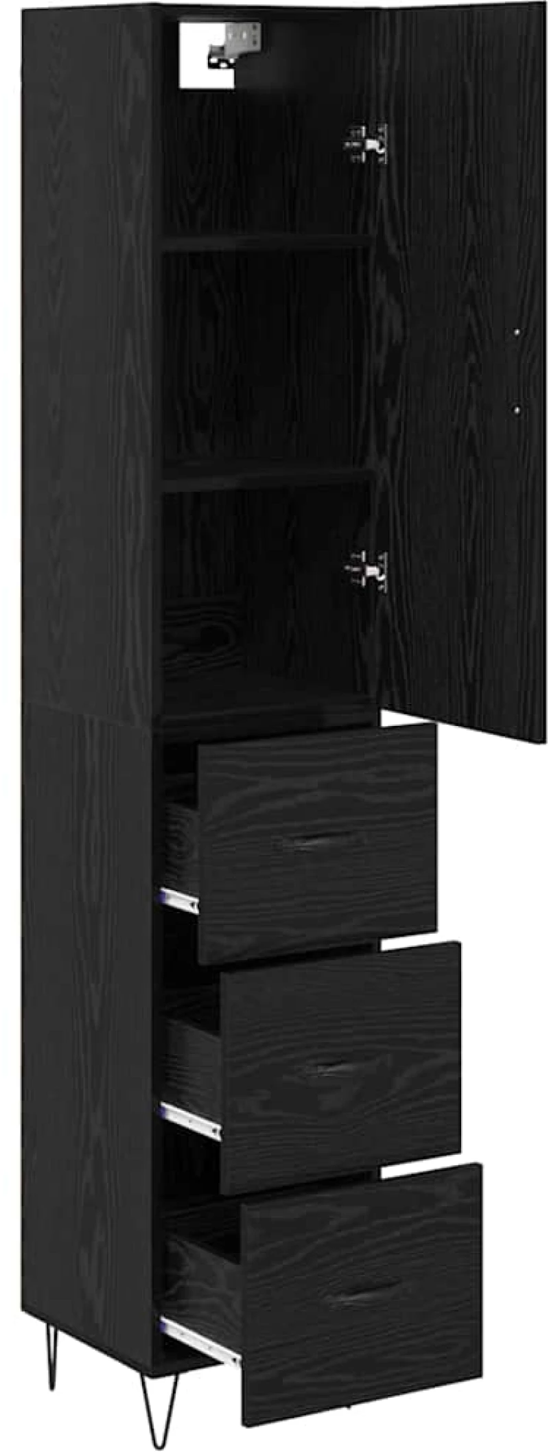 vidaXL Highboard Μαύρη Οξυά 69,5 x 34 x 180 εκ. Επεξεργασμένο ξύλο
