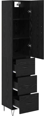 vidaXL Highboard Μαύρη Οξυά 69,5 x 34 x 180 εκ. Επεξεργασμένο ξύλο