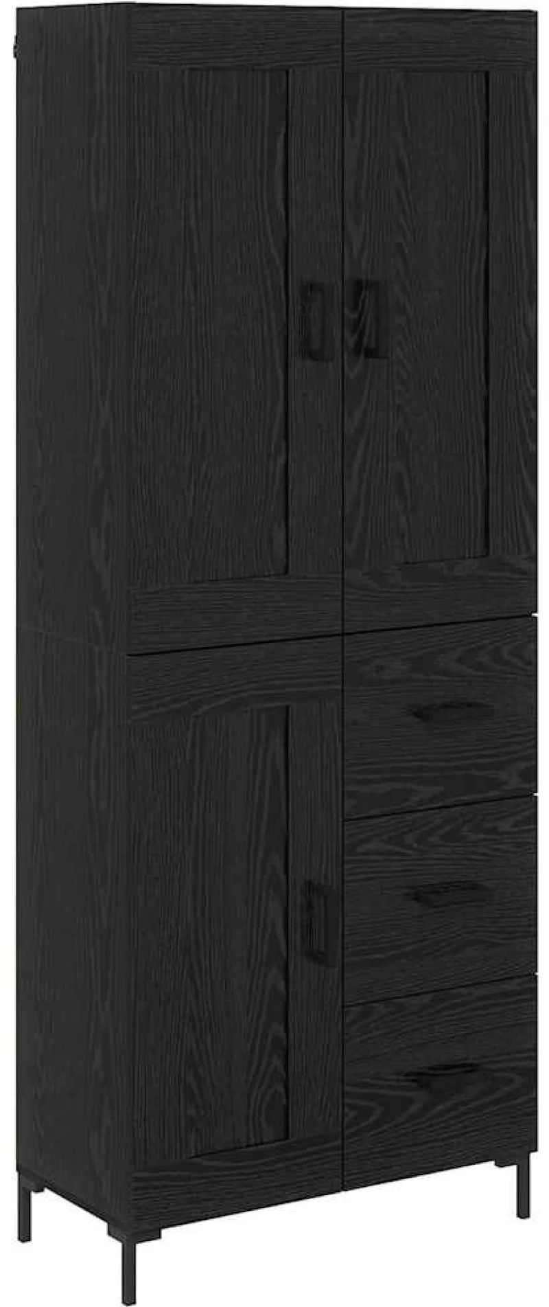 vidaXL Highboard με συρτάρι 2 pcs Μαύρη Οξυά Επεξεργασμένο ξύλο