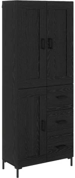 vidaXL Highboard με συρτάρι 2 pcs Μαύρη Οξυά Επεξεργασμένο ξύλο