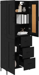 vidaXL Highboard με συρτάρι 2 pcs Μαύρη Οξυά Επεξεργασμένο ξύλο