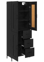 vidaXL Highboard με συρτάρι 2 pcs Μαύρη Οξυά Επεξεργασμένο ξύλο