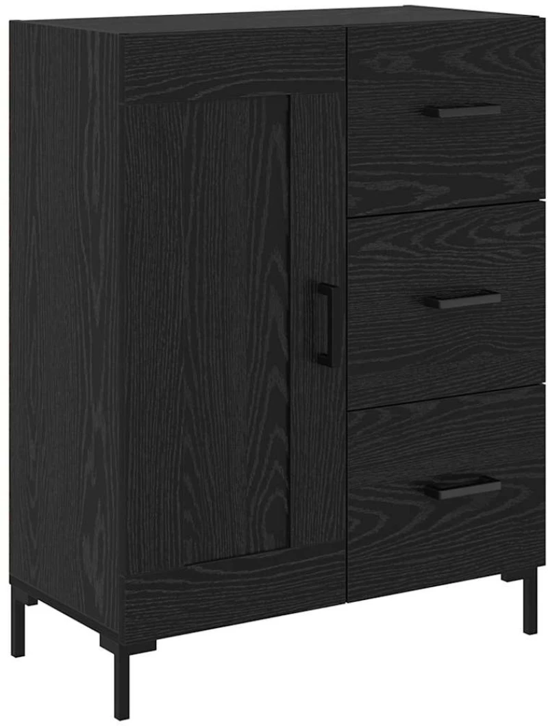 vidaXL Highboard με συρτάρι 2 pcs Μαύρη Οξυά Επεξεργασμένο ξύλο