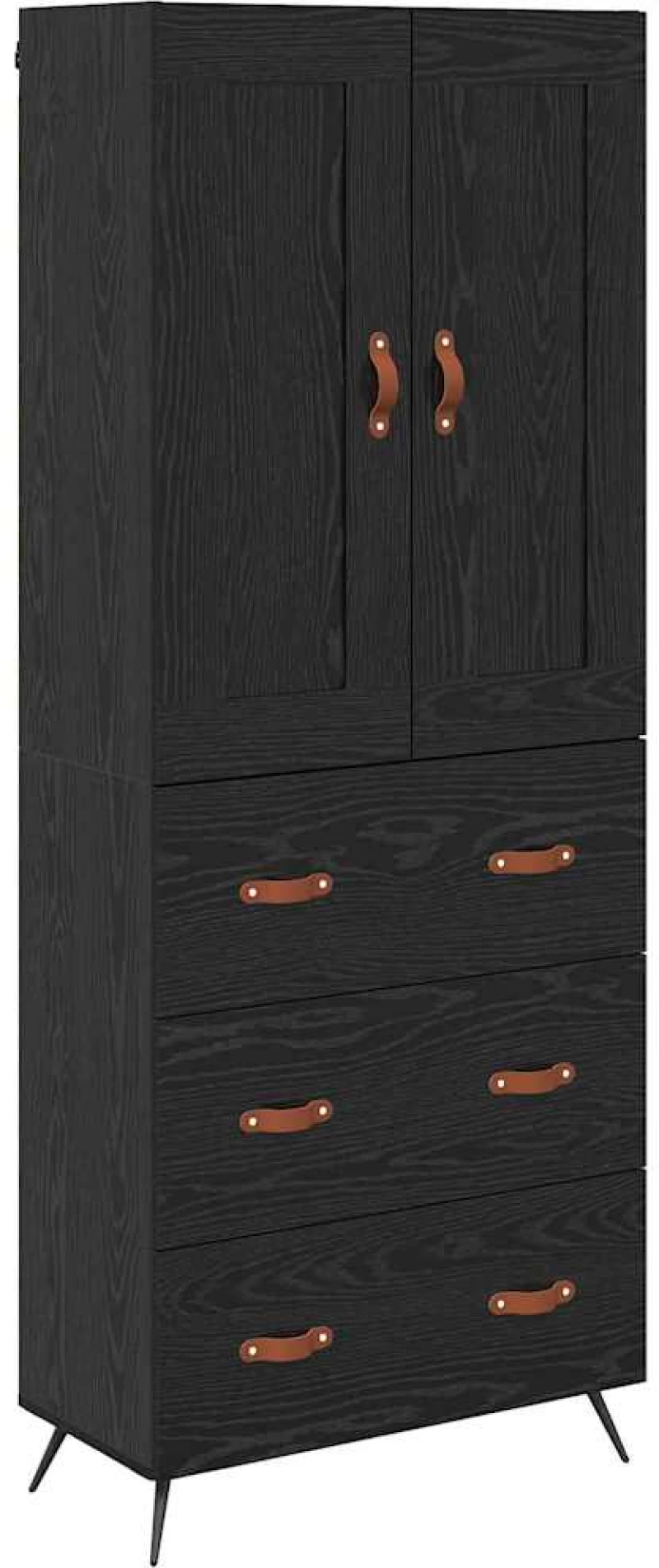 vidaXL Highboard Μαύρη Οξυά 69,5 x 34 x 180 εκ. Επεξεργασμένο ξύλο