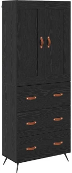 vidaXL Highboard Μαύρη Οξυά 69,5 x 34 x 180 εκ. Επεξεργασμένο ξύλο