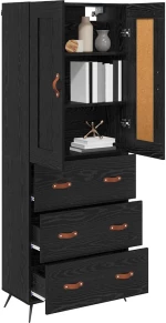 vidaXL Highboard Μαύρη Οξυά 69,5 x 34 x 180 εκ. Επεξεργασμένο ξύλο