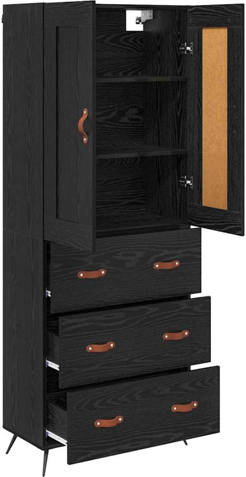 vidaXL Highboard Μαύρη Οξυά 69,5 x 34 x 180 εκ. Επεξεργασμένο ξύλο