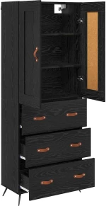 vidaXL Highboard Μαύρη Οξυά 69,5 x 34 x 180 εκ. Επεξεργασμένο ξύλο