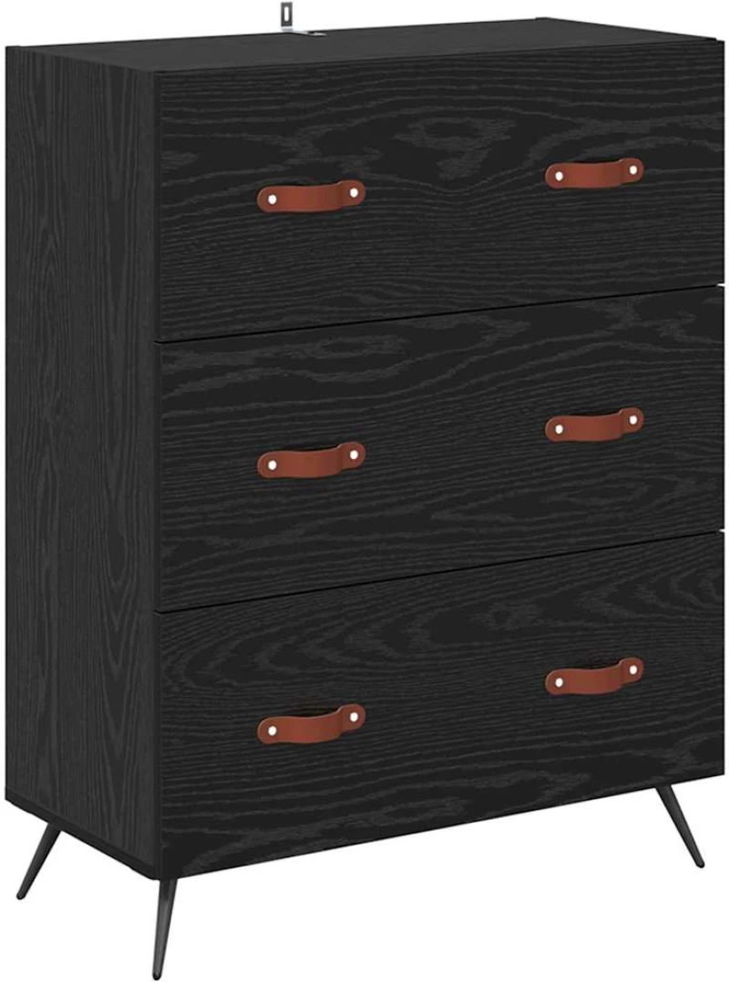 vidaXL Highboard Μαύρη Οξυά 69,5 x 34 x 180 εκ. Επεξεργασμένο ξύλο