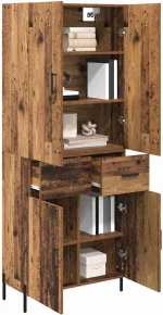 vidaXL Highboard Παλιό Ξύλο 69,5 x 34 x 180 εκ. Επεξεργασμένο ξύλο
