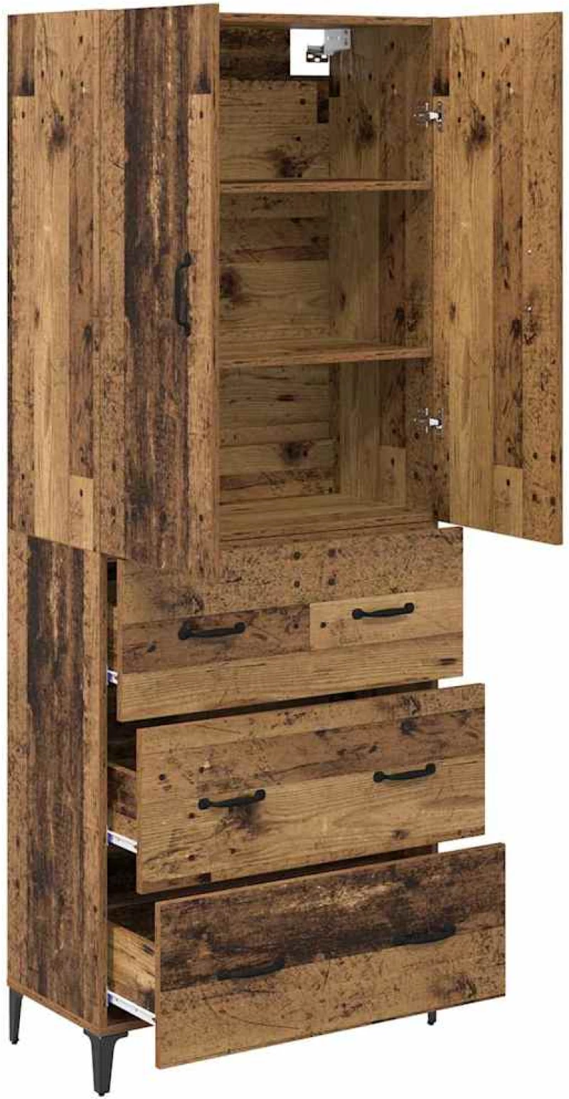 vidaXL Highboard Παλιό Ξύλο 69,5 x 34 x 180 εκ. Επεξεργασμένο ξύλο