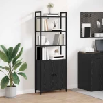vidaXL Βιβλιοθήκη Μαύρη Οξυά 60 x 24 x 161 εκ Επεξεργασμένο ξύλο
