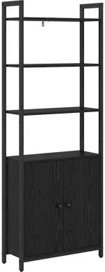 vidaXL Βιβλιοθήκη Μαύρη Οξυά 60 x 24 x 161 εκ Επεξεργασμένο ξύλο