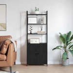 vidaXL Βιβλιοθήκη Μαύρη Οξυά 60 x 24 x 161 εκ Επεξεργασμένο ξύλο