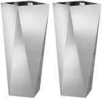 vidaXL Γλάστρα 2 pcs Ασημί 30 x 30 x 75 εκ Επικαλυμμένος Χάλυβας