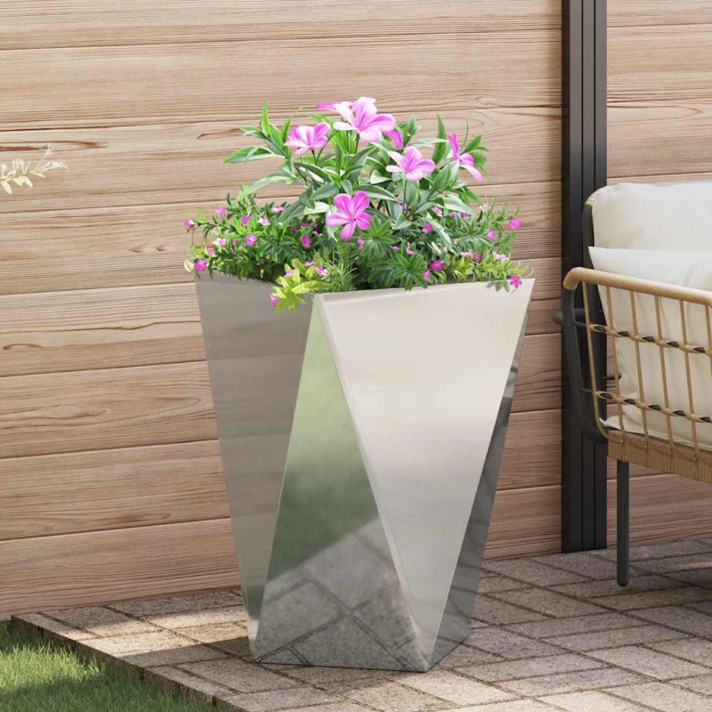 vidaXL Γλάστρα 2 pcs Ασημί 50 x 50 x 75 cm Επικαλυμμένος Χάλυβας