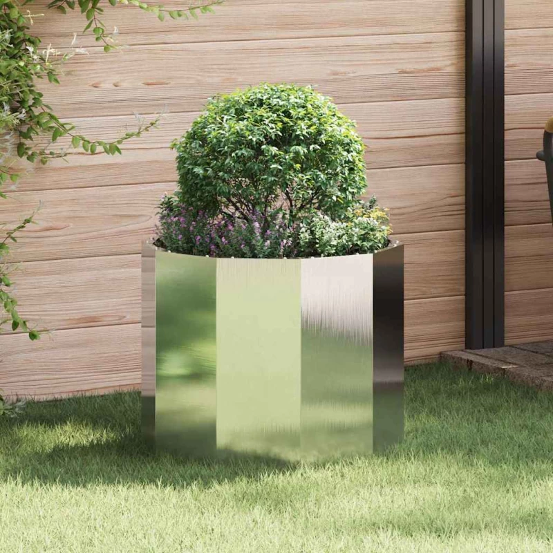 vidaXL Γλάστρα Ασημί 60 x 60 x 50 εκ Ανοξείδωτο ατσάλι