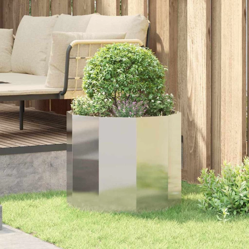 vidaXL Γλάστρα Ασημί 60 x 60 x 50 εκ Ανοξείδωτο ατσάλι