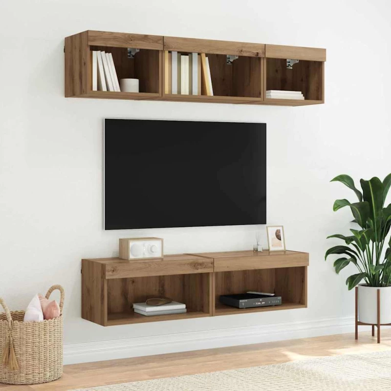 vidaXL Έπιπλα τηλεόρασης Επιτοίχιο 2 pcs Artisan Oak 60 x 30 x 30 cm