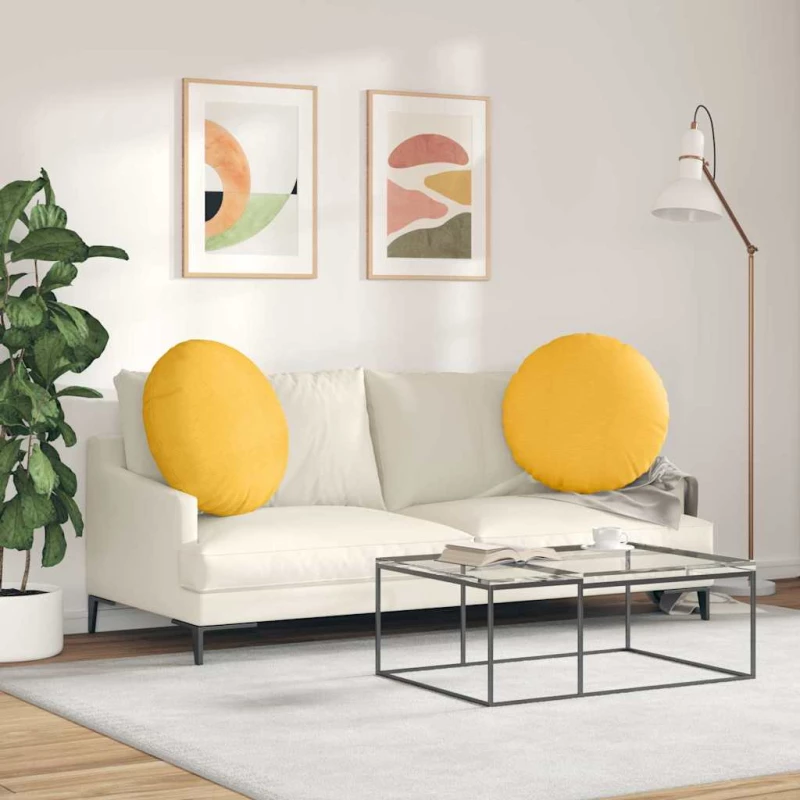 vidaXL Μαξιλάρια καθισμάτων 2 pcs Απαλό Κίτρινο Ø 60 cm
