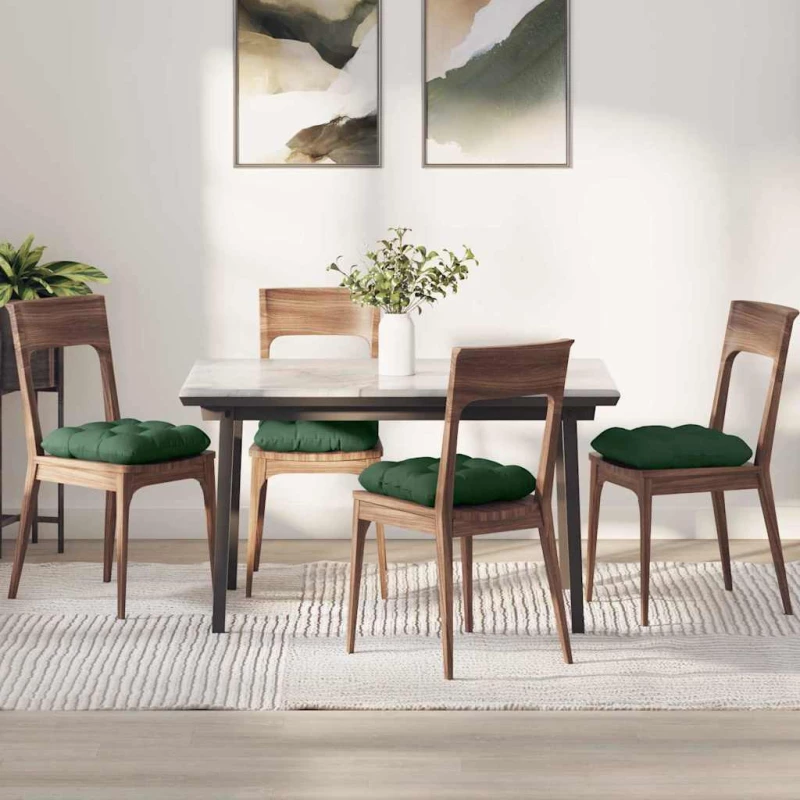 vidaXL Μαξιλάρια καθισμάτων 4 pcs Σκούρο Πράσινο 40 x 40 cm