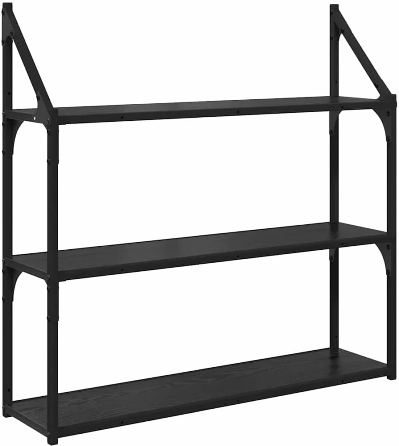 vidaXL Ράφι Τοίχου Μαύρη Οξυά 80 x 21 x 78,5 cm Επεξεργασμένο ξύλο